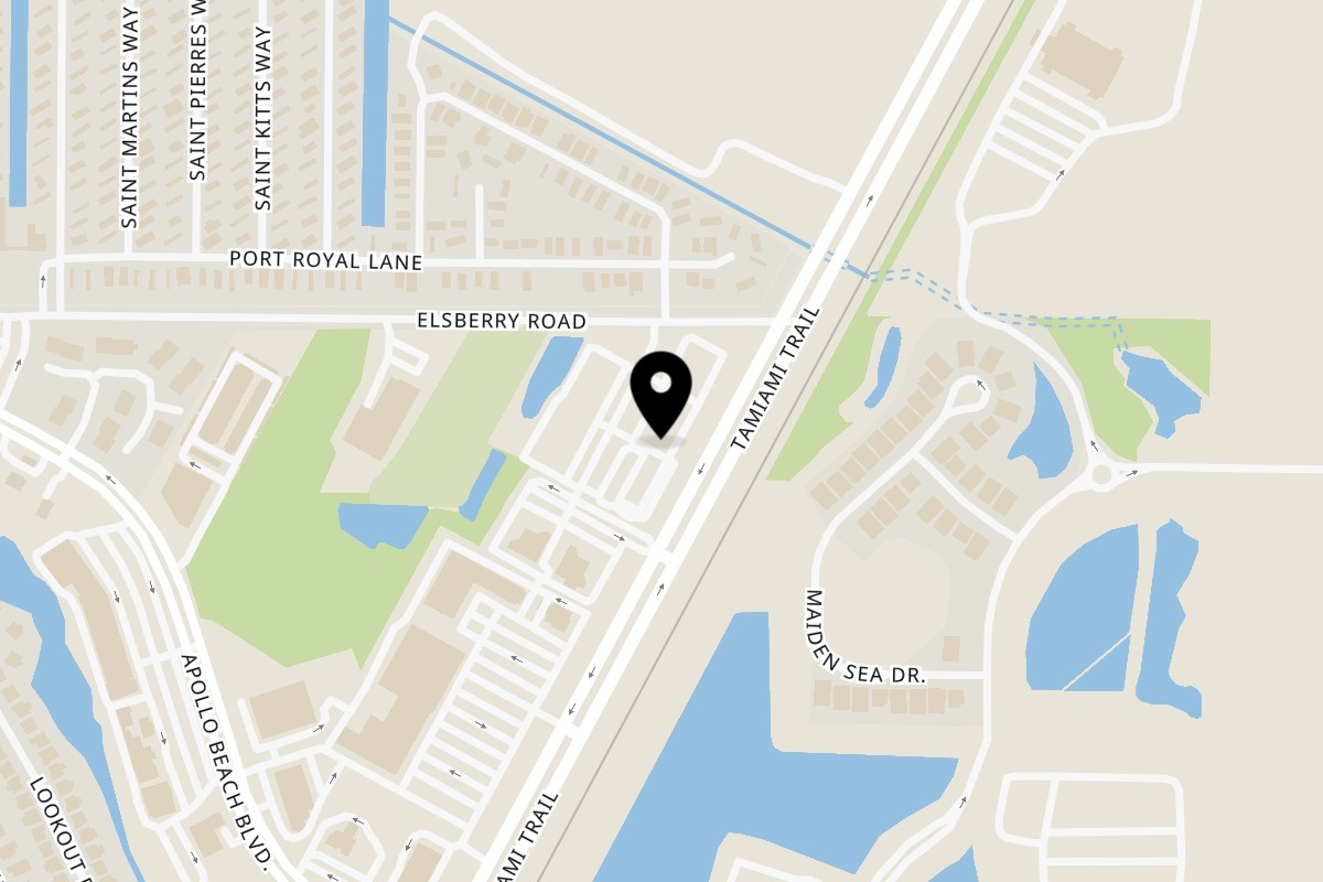 Map showing the location of Tada’s kitchen Vietnamese cuisines Apollo Beach on 6578 N U.S. Hwy 41 in Apollo Beach